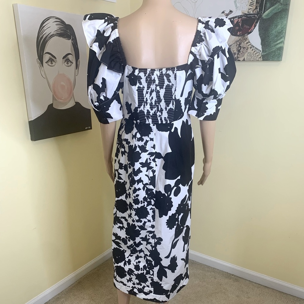 💫HP‼️💫 NWOT CHRISTOPHER JOHN ROGERS x Target Floral Midi Dress, Black/White, 10 - Picture 7 of 10